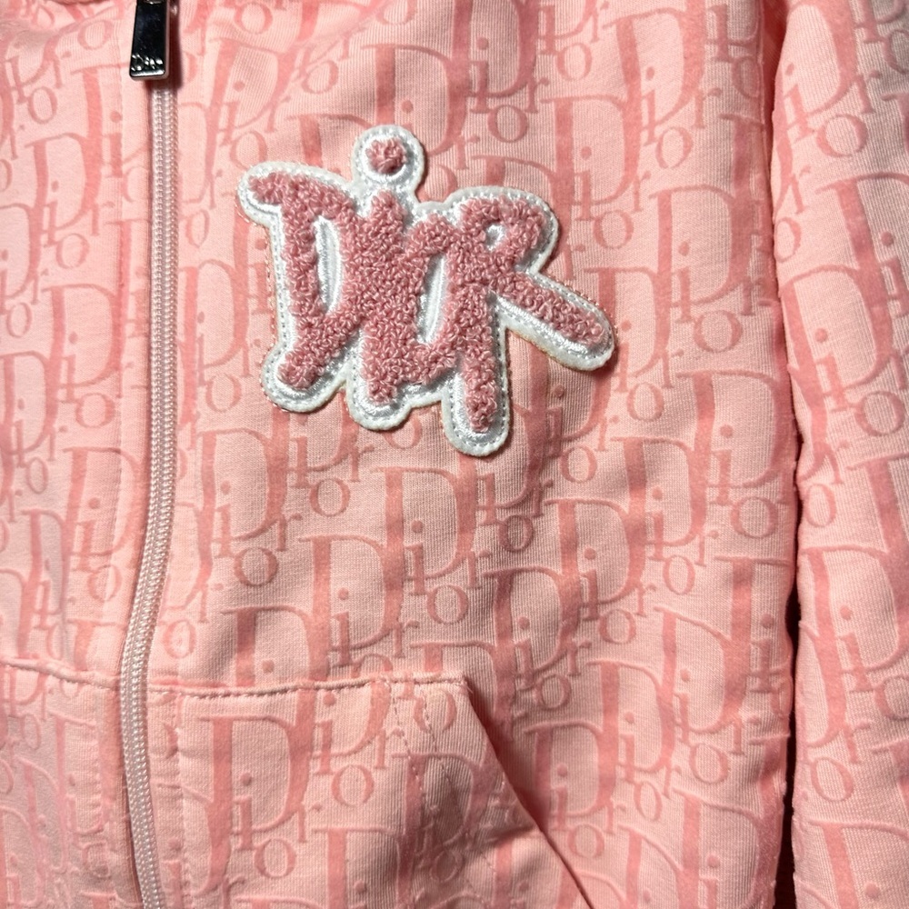Dior Kids pink monogram logo zip up jacket size 6-7Y - Picture 3 of 10
